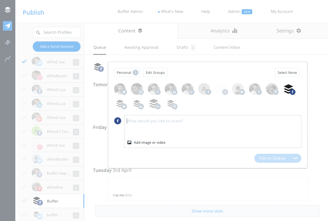 Buffer dashboard: Create a post Buffer dashboard: Create a post